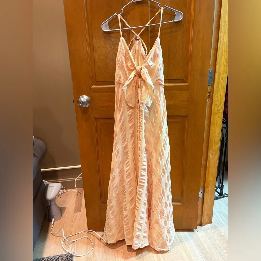 Free People Via Midi Dress Size Medium Creamsicle Combo Everly 100% Cotton